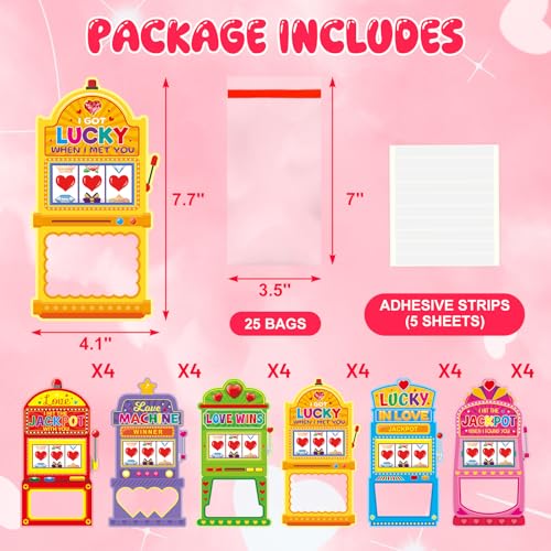 Fancy Land 24Pcs Kids Valentine's Day Slot Machine Cards with Treat Bags
