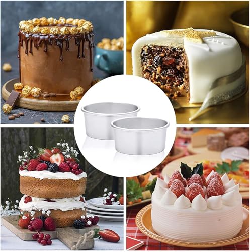 Set of 4 Non-Stick Round Cake Pans - 4 Inch Aluminum Baking Tools