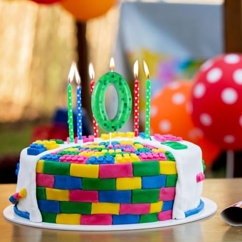 Pixel Miner Number 0 Birthday Cake Candle Green Gaming Party Decor