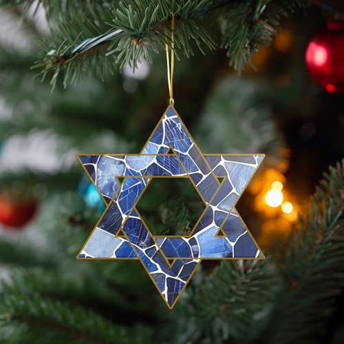 Hanukkah Ornaments 2-Pack - Star of David & Menorah Acrylic Decor