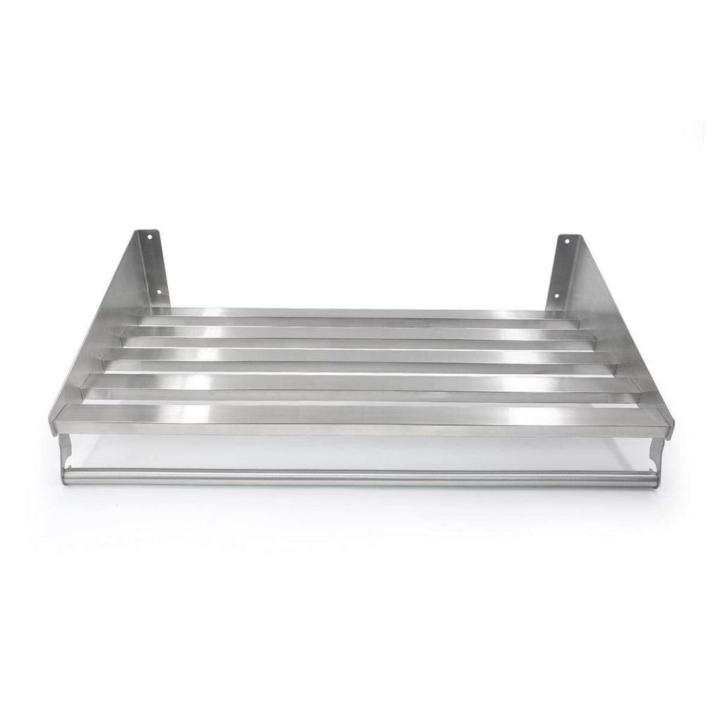 Mecete 304 Stainless Steel Standard Wall Shelf, Cookware Storage Organizer, Kitchen Wall Pot Pan Rack,With 6 Hooks, Capacity 60 lb (39.3" x 11.5"-hang)