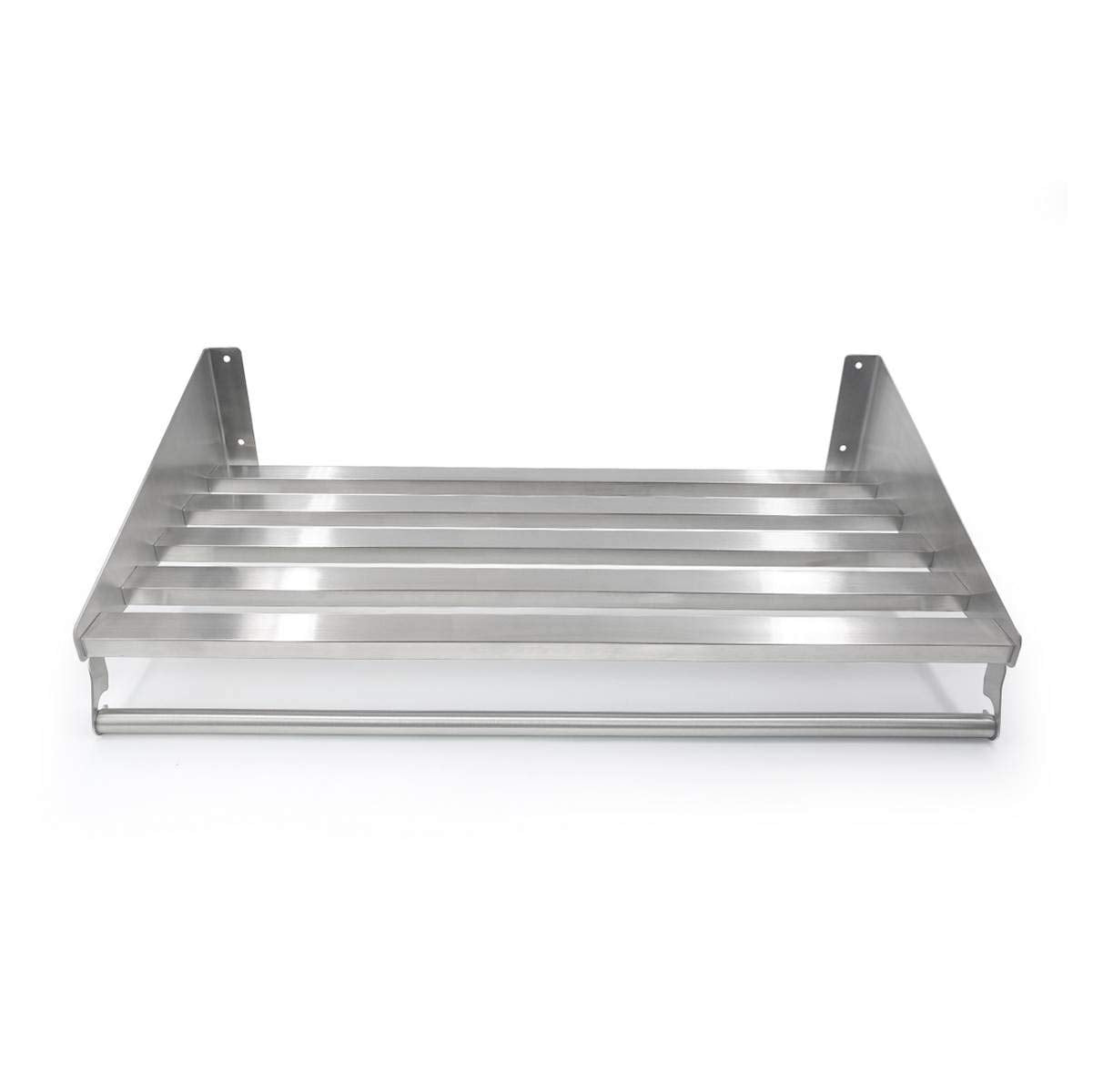 Mecete 304 Stainless Steel Standard Wall Shelf, Cookware Storage Organizer, Kitchen Wall Pot Pan Rack,With 6 Hooks, Capacity 60 lb (39.3" x 11.5"-hang)