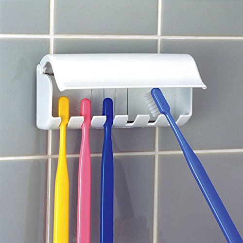 Eslite Toothbrush Holder with Cover - Wall Mount, Ivory White