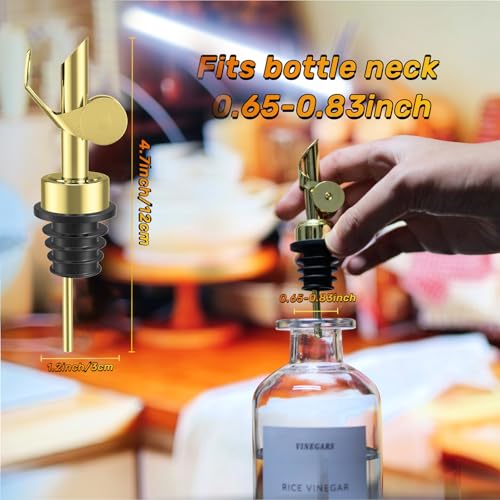 TERESRY Stainless Steel Oil Dispenser Spout - Auto-Open Pourer, 2 Pack Golden