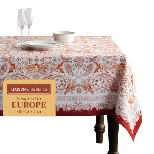 Orient Square Table Cloth 60x60 Inch Reusable Cotton Holiday Decor