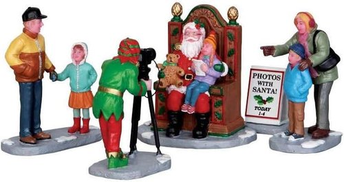 Lemax Christmas Village Santa Photo Set - Festive Decor for Holiday Celebrations | Set of 5