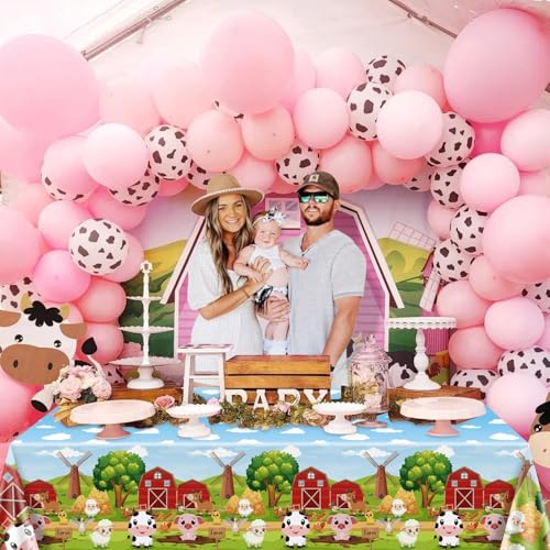 4 Pcs Farm Animal Tablecloths - 51 x 86 Inch Rectangular Party Table Covers