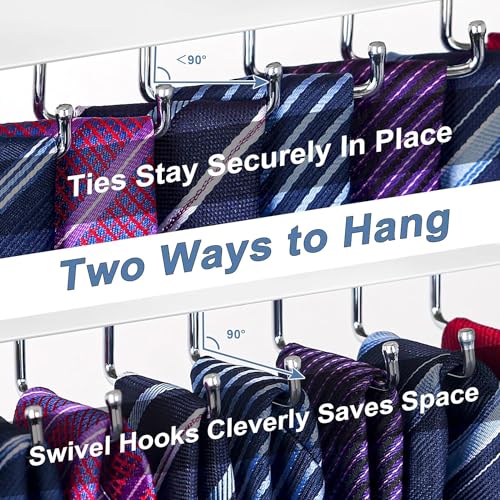 Wall-Mounted Tie Rack with 20 Hooks - White, 1 Pack Tie Organizer