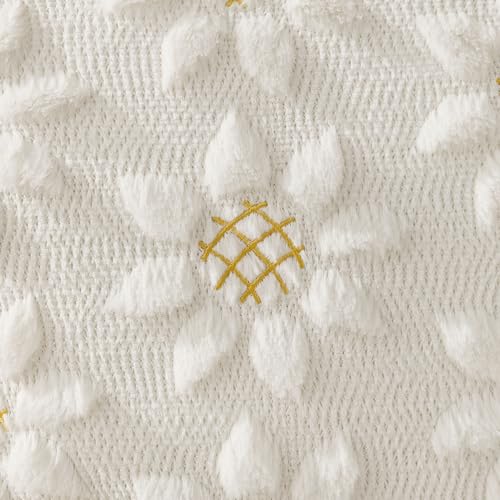 White Sunflower Pillow Covers - 18x18 inch Set of 2 - Cream