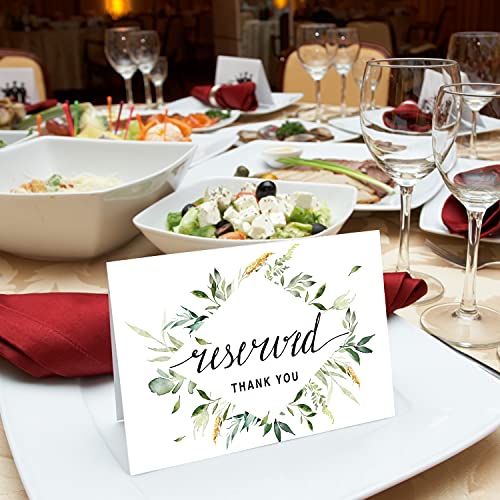Greenery Reserved Table Signs - 10 Pack, 4x6 Inches for Weddings & Events