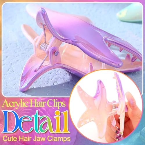 BARTOSI Acrylic Beach Hair Claw Clips Seashell Starfish Hair Accessories 2-Pack