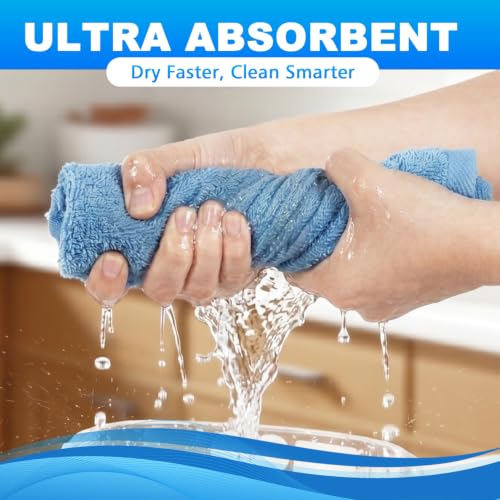 100% Cotton Wash Cloths 3 Pack - Sky Blue, Mint Green, Lavender