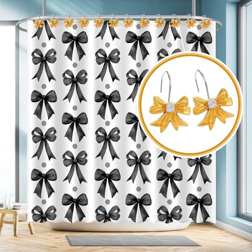 Cute Bow Knot Shower Curtain Hooks - 12PC Rust-Resistant Bathroom Decor