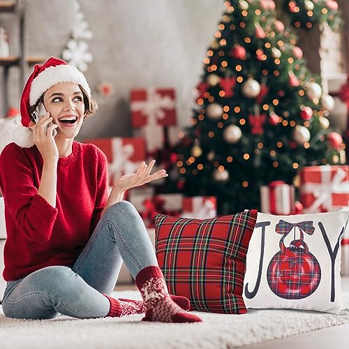 Christmas Pillow Covers 18x18 inch Set of 4 for Holiday Decor