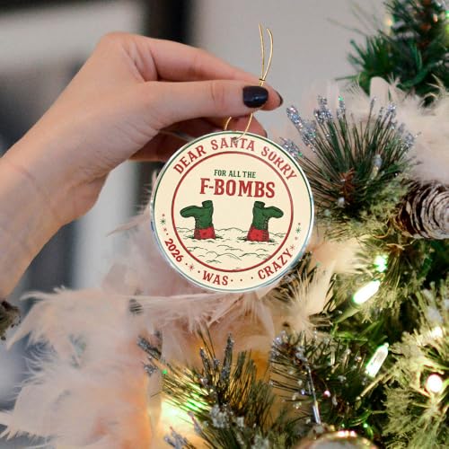 Funny Naughty Christmas Ornament - Dear Santa F-Bombs 3.6" Acrylic