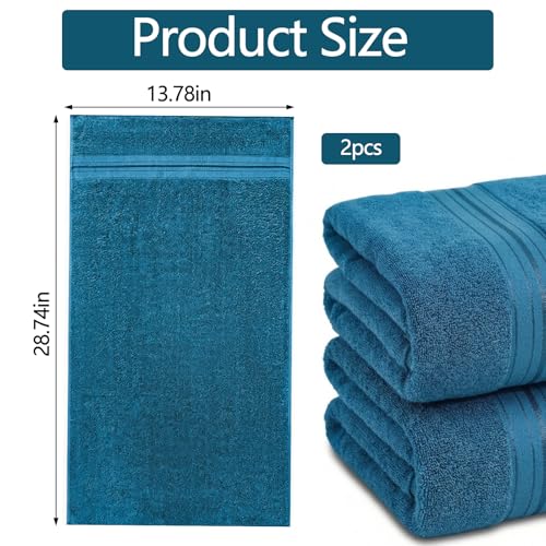Meishiqi Luxury 100% Cotton Hand Towels, 2-Pack, 12" x 27", Light Blue