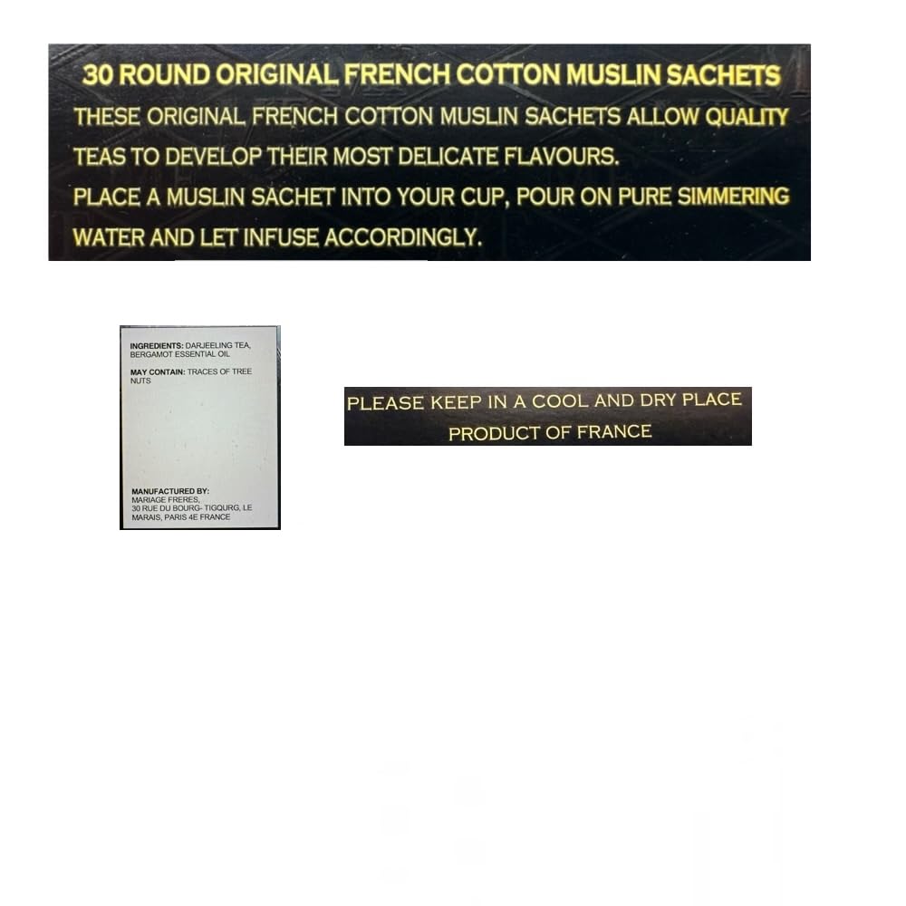 Mariage Freres Earl Grey Imperial, 30 traditional cotton muslin tea bag sachets (1 Pack)