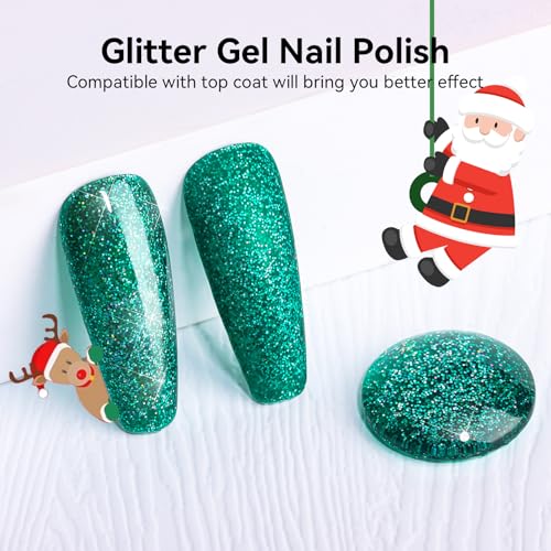 Makartt Christmas Green Glitter Gel Polish 15ml Sparkly Tinsel Shimmer UV Soak Off