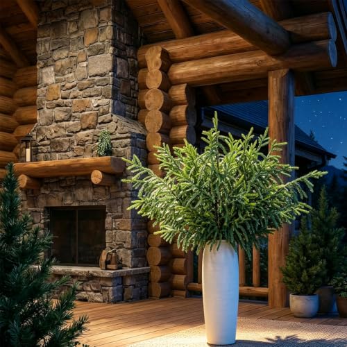 36 Inch Artificial Norfolk Pine Stems - Long Realistic Branches for Holiday Decor - 10 Pack
