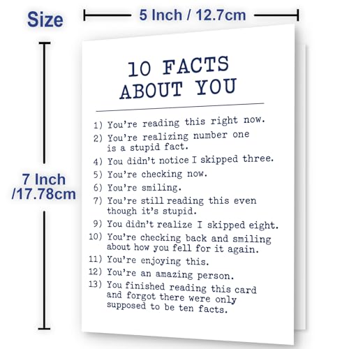 Funny Birthday Card - 10 Facts About You Humor Card B9