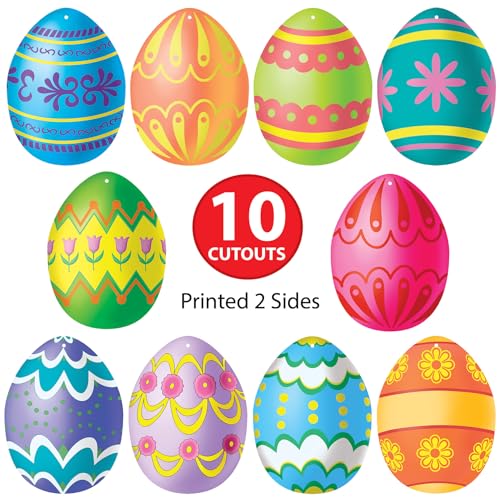 Beistle Mini Easter Egg Cutouts – 10 Double-Sided Decorations, 4.5"