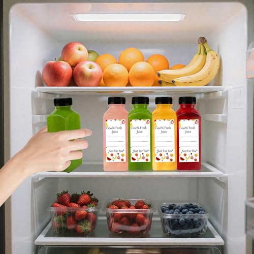 12oz Reusable Plastic Juice Bottles with Caps - Food Grade, Leak-Proof, 10 Pack