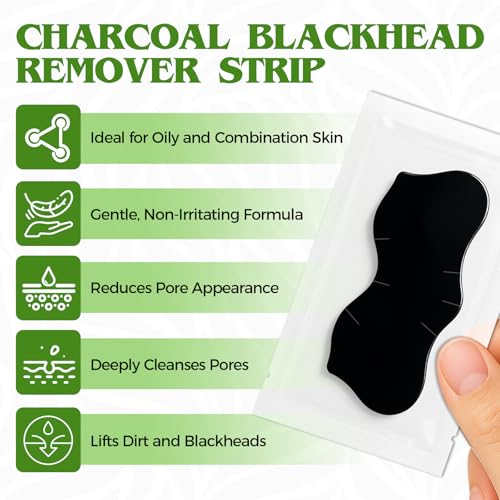 Bellisinno Charcoal Blackhead Remover Nose Strips, Deep Cleansing Pore Strips - 10 Count