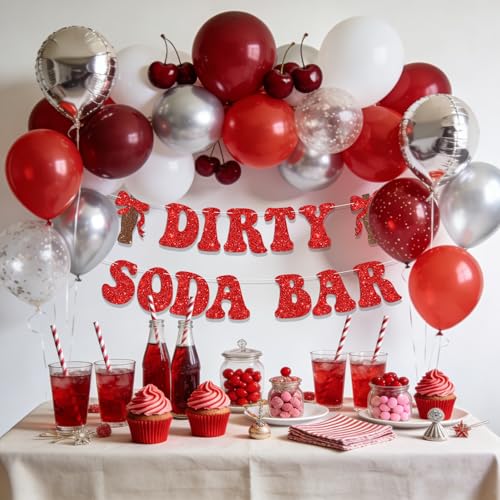 Dirty Soda Bar Banner Sign for Teen Parties - 6ft Glitter Decor