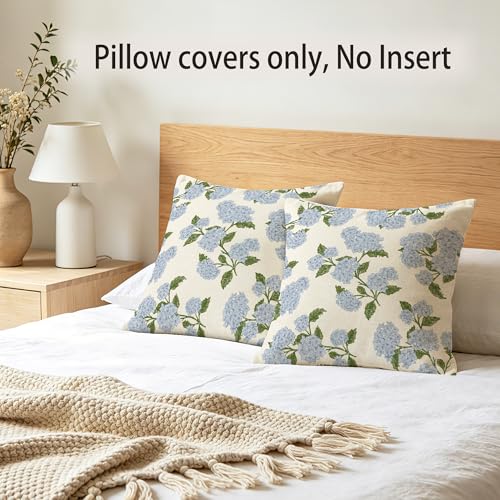 Hexagram Blue Floral Throw Pillow Covers 18x18 (Pack of 2)