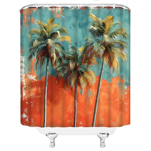 Tropical Palm Tree Shower Curtain 71" x 71" with Hooks