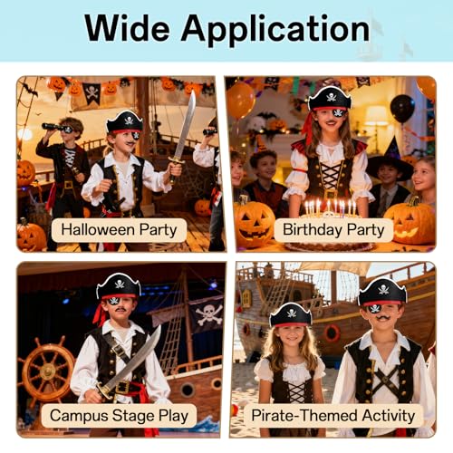 9 Pcs Pirate Hat Set for 3 Kids - Fun Accessories for Parties