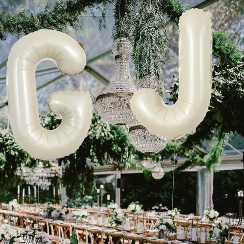 40 Inch Cream White Letter J Balloon - Giant Foil Decoration