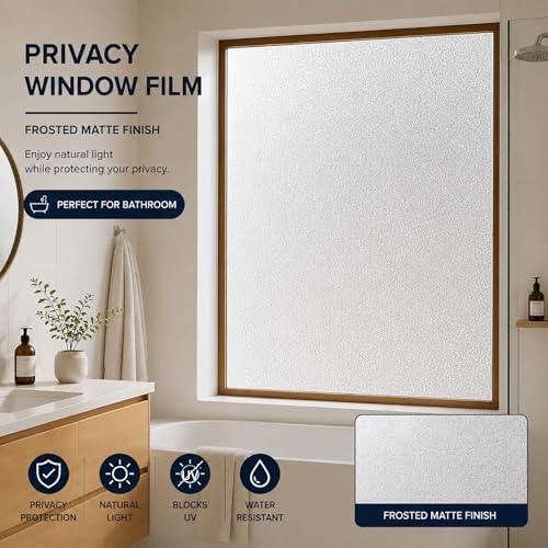 Soqool Frosted Glass Privacy Film - Self-Adhesive, UV Blocking, 17.7" x 78.7"