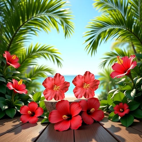 Red Hawaiian Flower Hair Clips 2Pcs Bohemian Hair Accessories