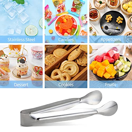 18PCS Mini Stainless Steel Serving Tongs, 5-Inch Appetizer Tongs (Silver)