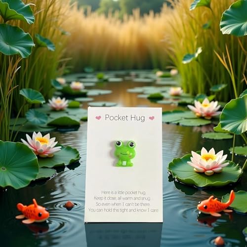 Pocket Hug Frog Token with Encouragement Greeting Card