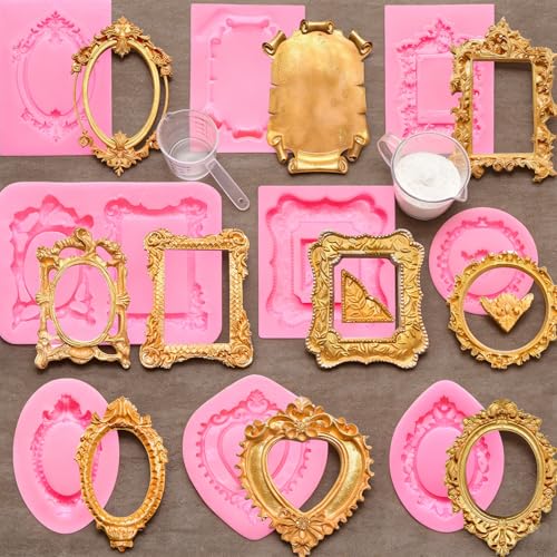 9-Piece Silicone Picture Frame Molds for Cake & Chocolate Decoration