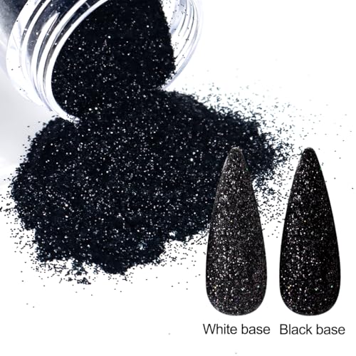 SUTOZMIWE Black & White Sugar Nail Glitter Powder with Brush