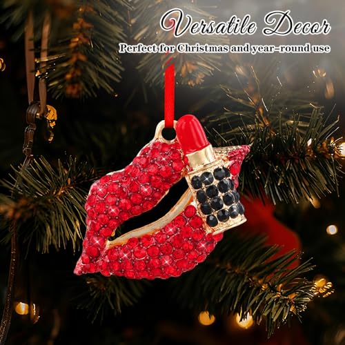 Red Lip Christmas Ornament - Lipstick Tree Keepsake, 2-1 Variation