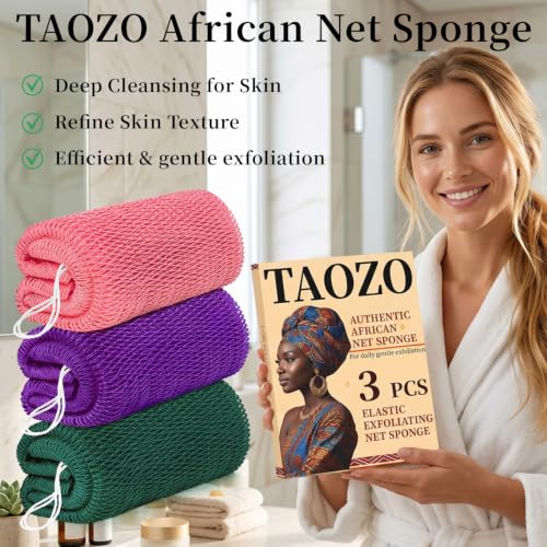 TAOZO Authentic African Exfoliating Net Sponge Body Scrubber