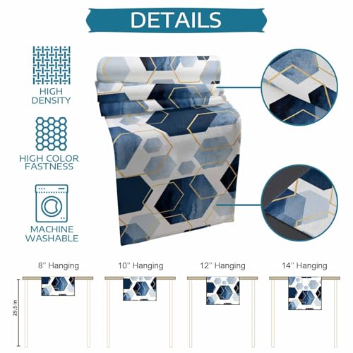 Modern Navy Blue Geometric Table Runner 13x120 Inches for Dining & Kitchen Decor - Washable, Farmhouse Style Variation of THIS listing