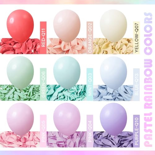 PartyWoo 101pcs Pastel Balloons - 12 Inch Rainbow Balloons for All Occasions