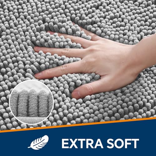Plush Chenille Non-Slip Bathroom Rug 17"x24" - Absorbent & Soft