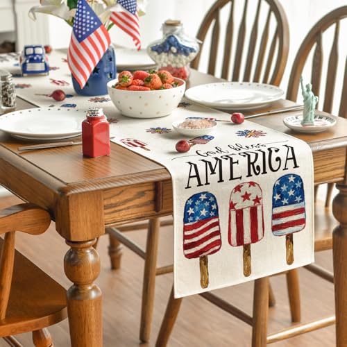 Stars & Stripes Ice Cream Table Runner 13x72 for 4th of July
