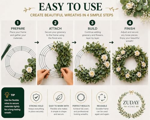 14-Inch Metal Wire Wreath Frames - 2 Pack with Twist Ties for DIY Decor