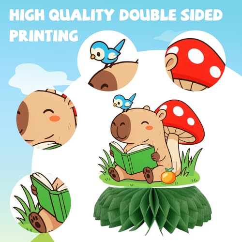 Capybara Honeycomb Centerpieces 8-Pack Party Table Decorations