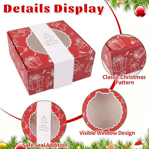 Multicolor Christmas Cookies Gift Boxes 12 Pack with Window Holiday Snack Treats