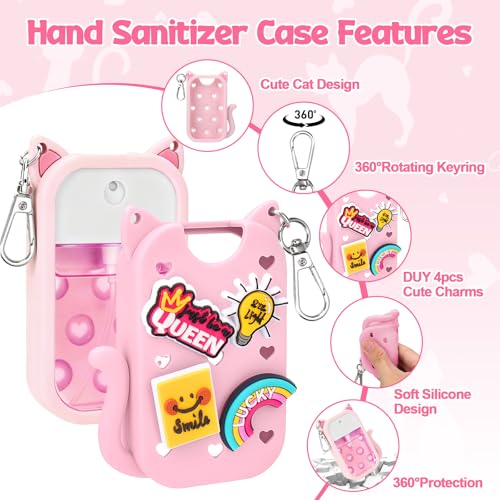 Silicone Hand Sanitizer Holder Case for Touchland with 4 Charms