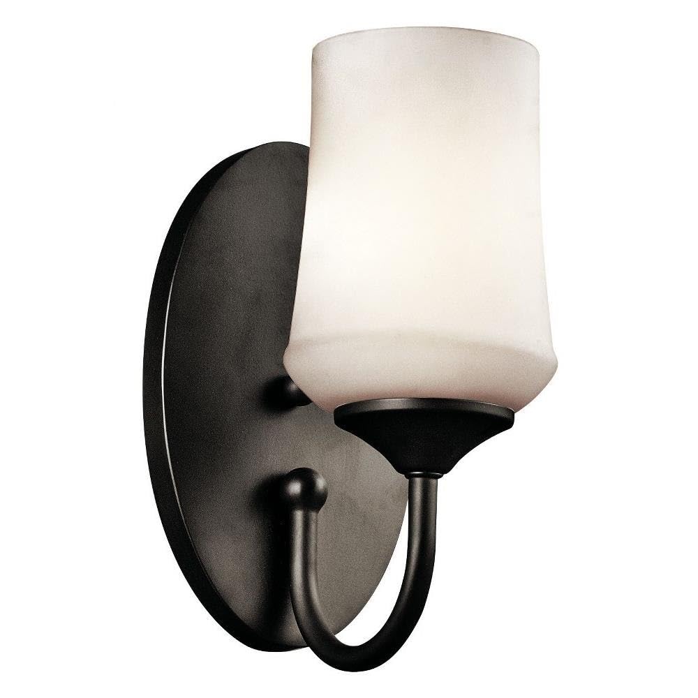 Kichler Aubrey 10.75" 1 Light Wall Sconce with Satin Etched Cased Opal in Olde Bronze®