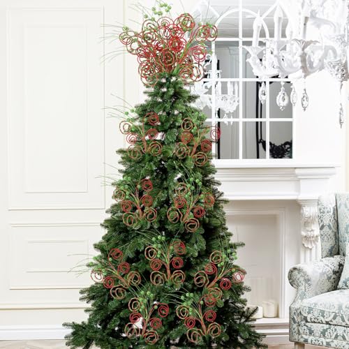 Gejoy Twisted Christmas Tree Picks & Sprays 16 Inch Holiday Decorations - Set of 9